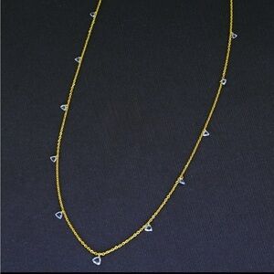 14K Gold Drilled 13 Floating White Diamond Trillion Cut
Briolette Bead Necklace